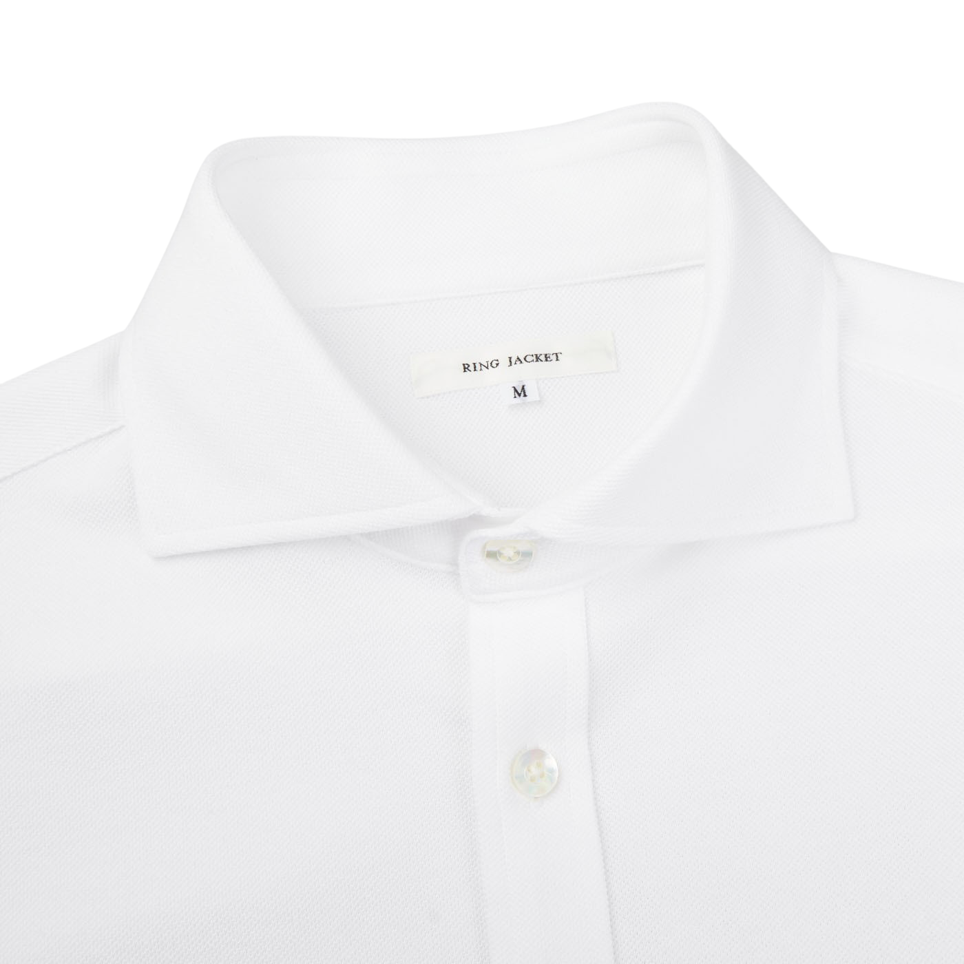 Ring Jacket White Long Sleeve Pique Shirt Collar