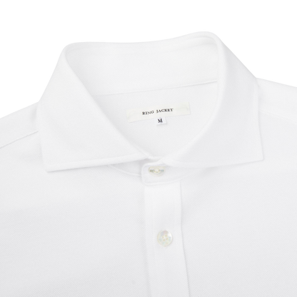 Ring Jacket White Long Sleeve Pique Shirt Collar
