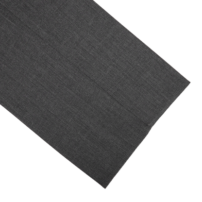 A close-up of a Ring Jacket dark grey high twist wool suit fabric swatch with a subtle texture, displayed on a white background.