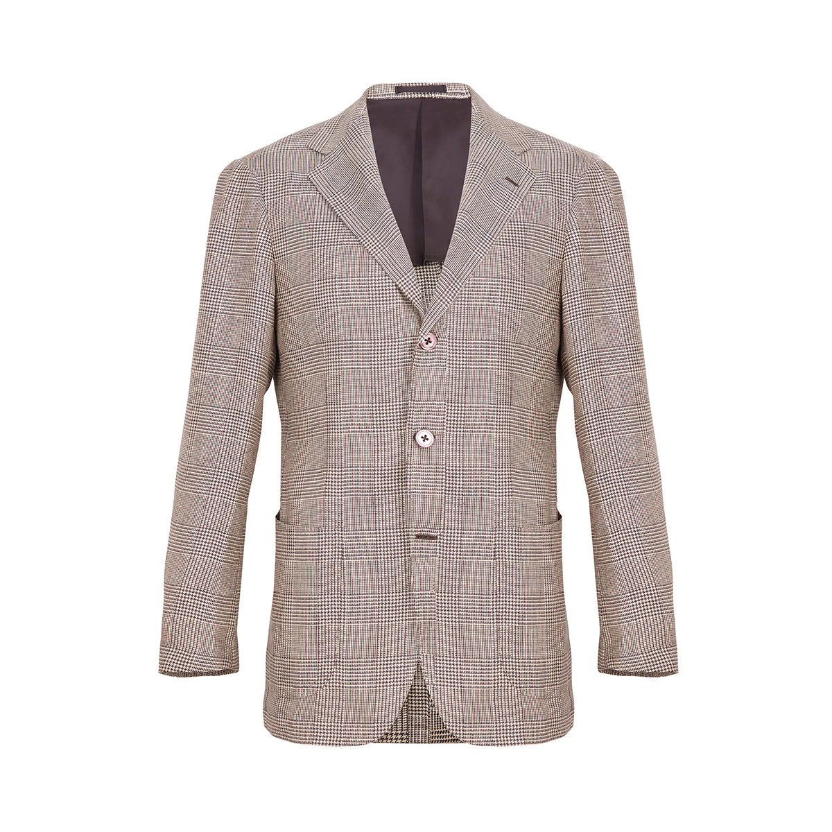 Beige Linen Glen Check Blazer