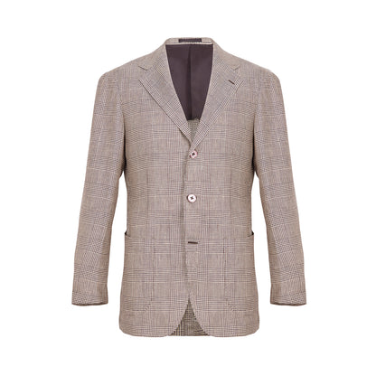 Beige Linen Glen Check Blazer