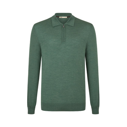 Green Loro Piana Wish LS zip polo