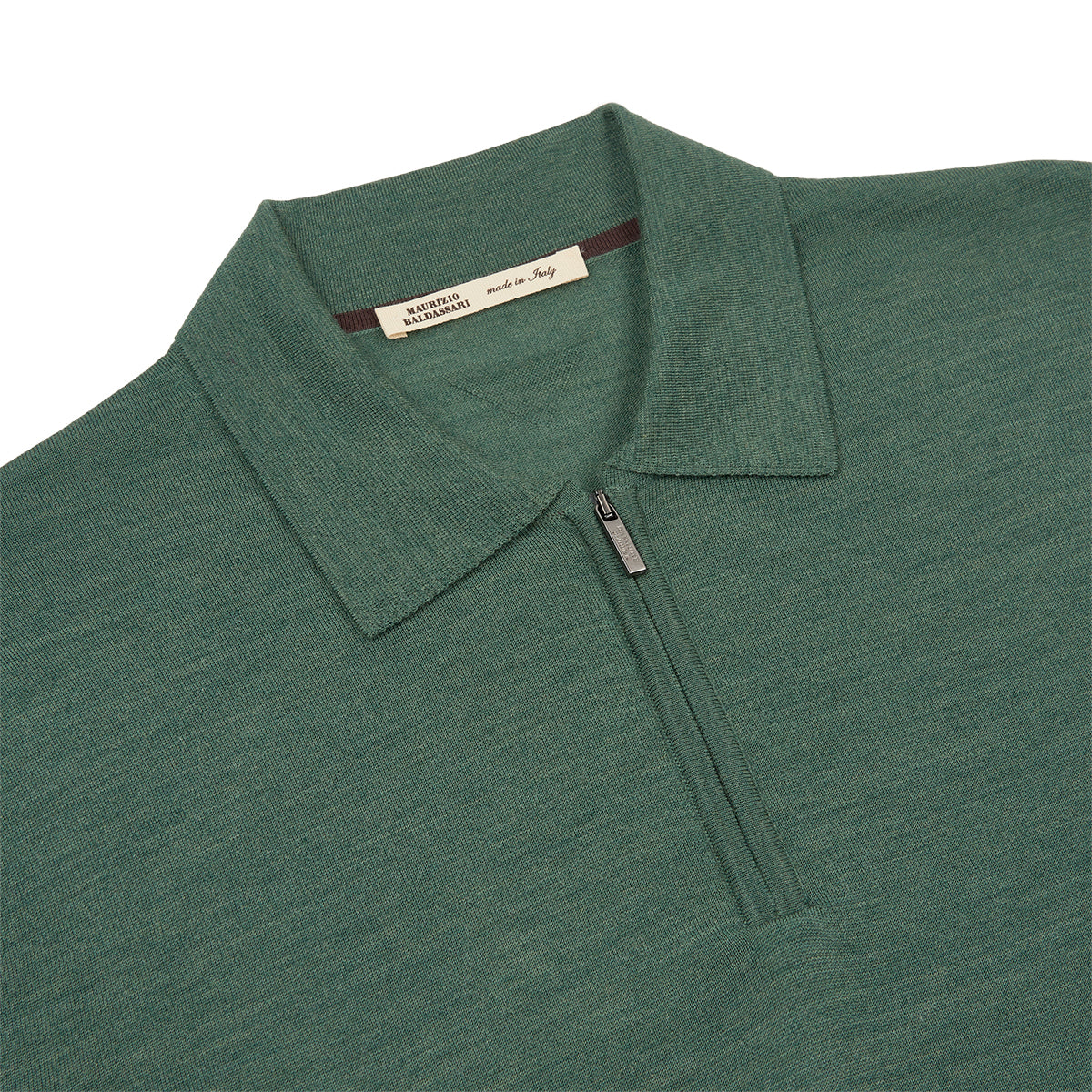 Green Loro Piana Wish LS zip polo