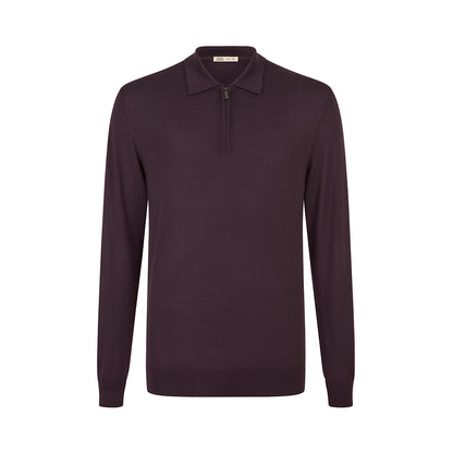 Purple Loro Piana Wish LS zip polo