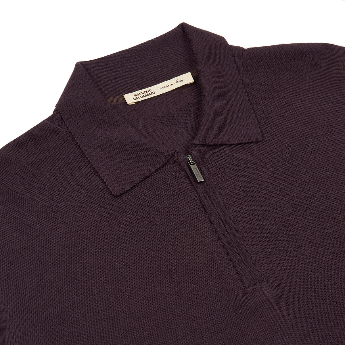 Purple Loro Piana Wish LS zip polo