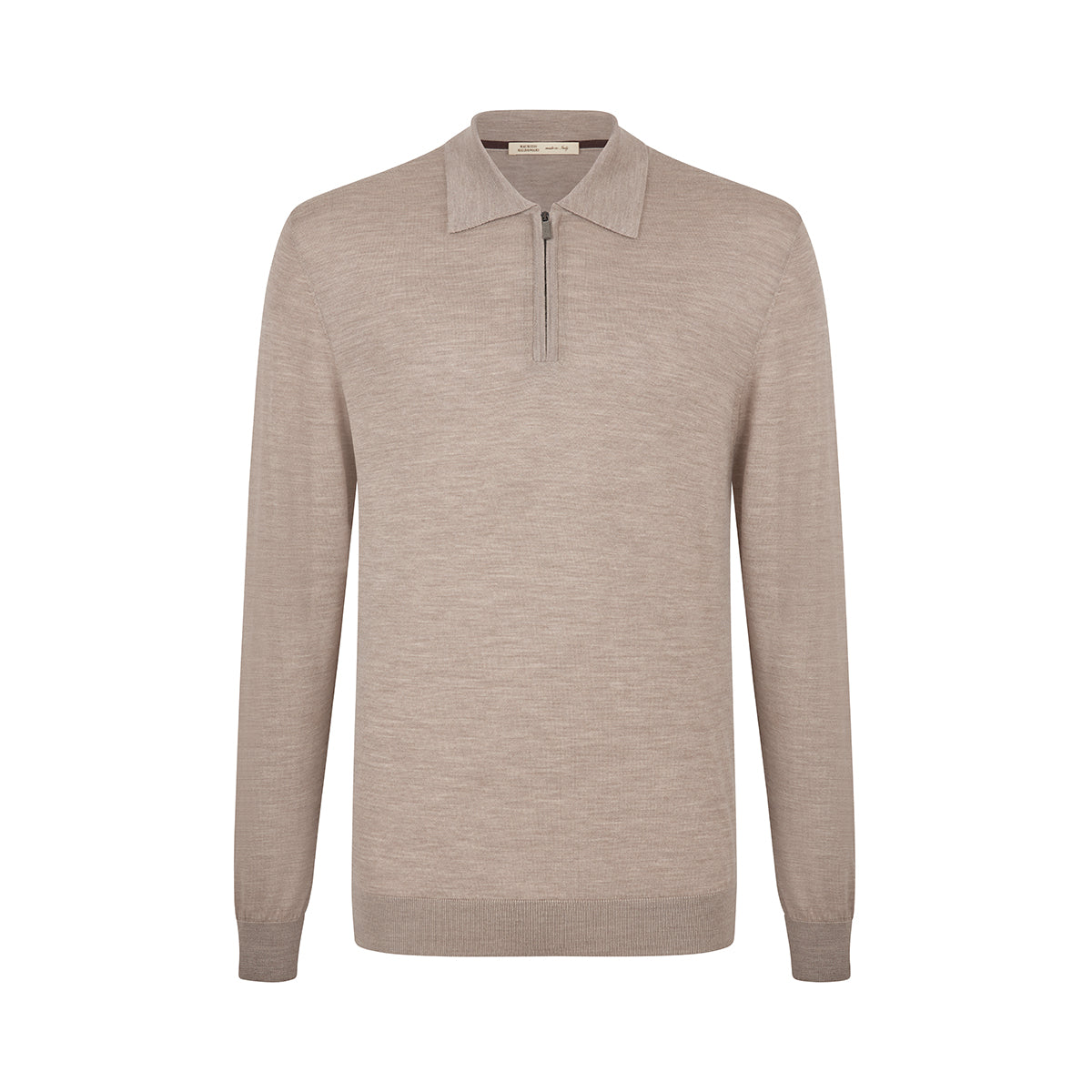 Beige Loro Piana Wish LS zip polo