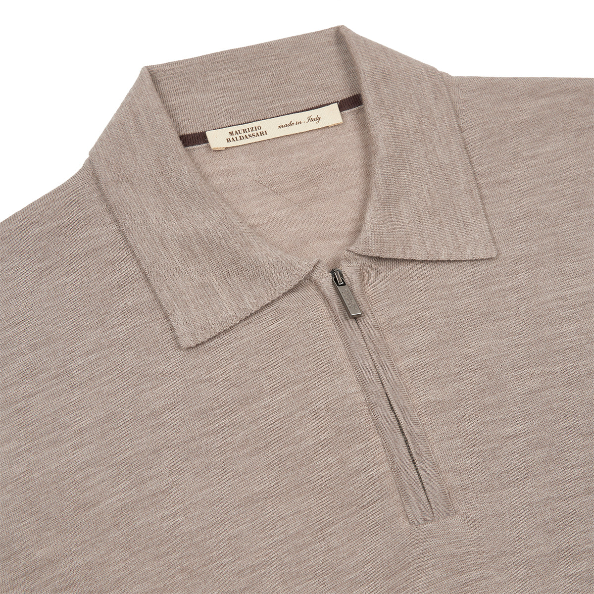 Beige Loro Piana Wish LS zip polo
