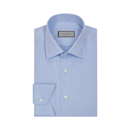 Blue Textured Cotton Shirt