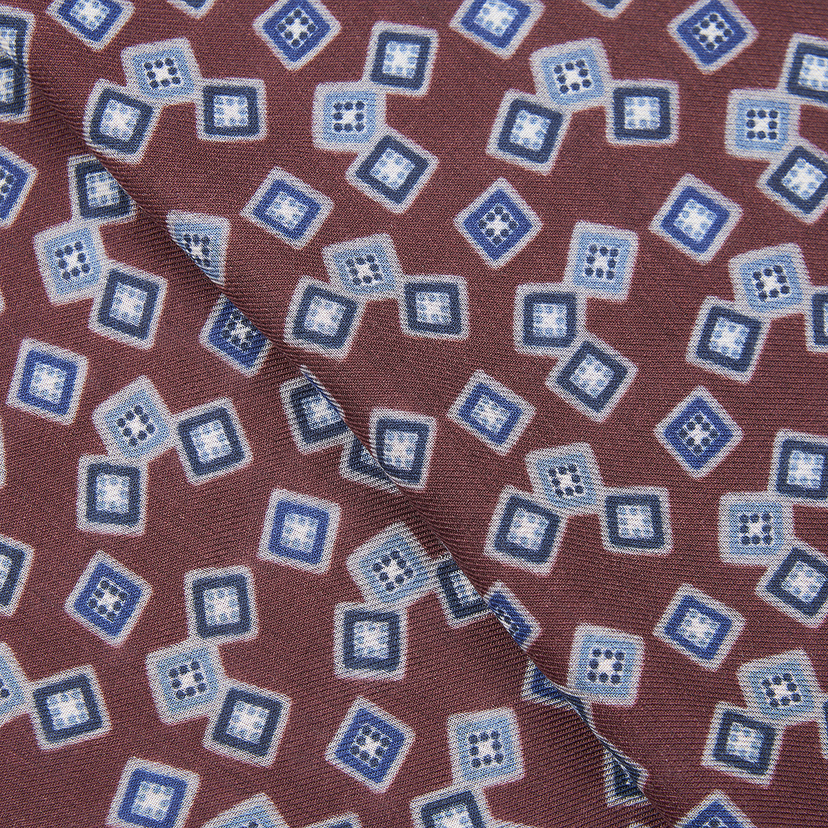 Burgundy Wool Modal Square Pattern Scarf