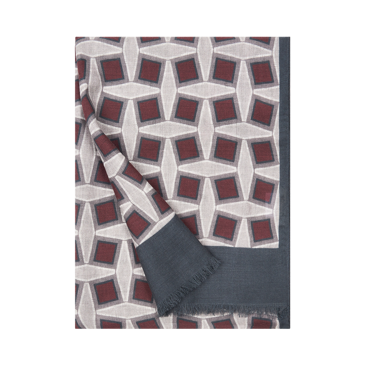 Taupe Wool Modal Large Square Pattern Scarf