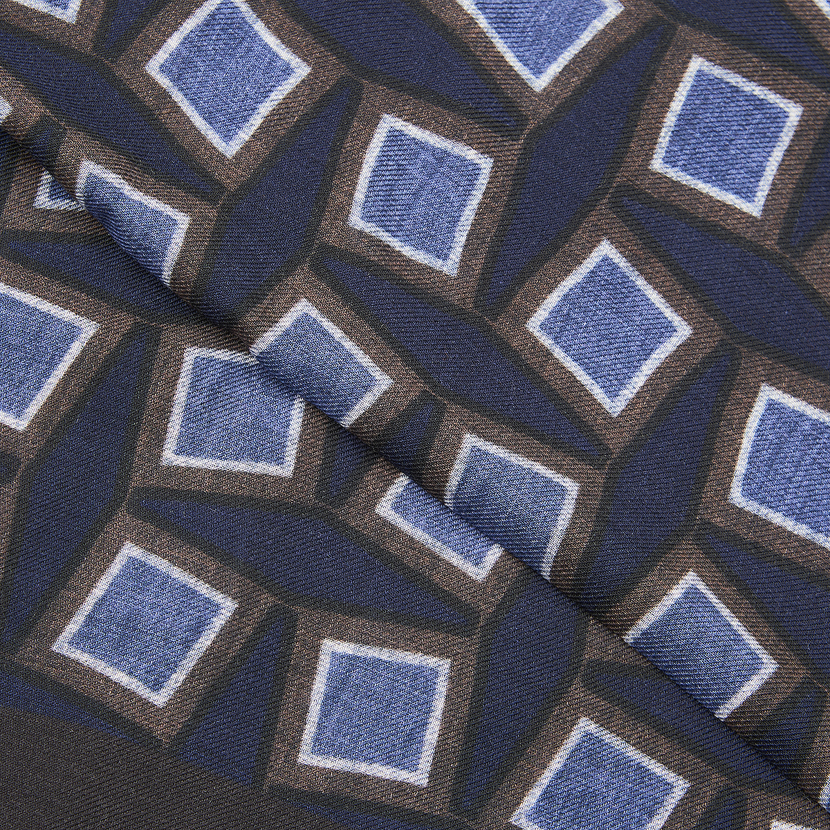 Navy Wool Modal Large Square Pattern Scarf