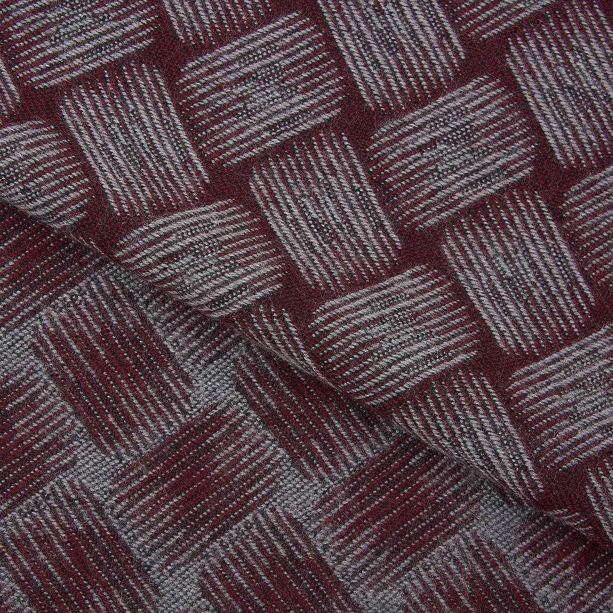 Burgundy Wool Grey Brush Stroke Pattern Scarf