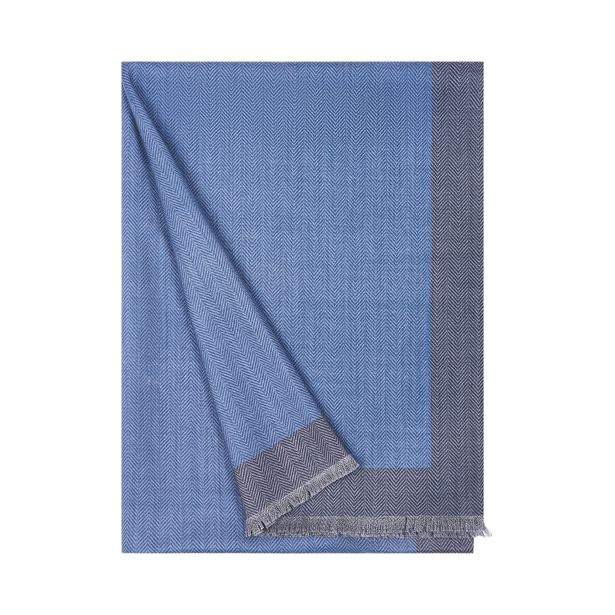 Blue Wool Chevron Pattern Scarf