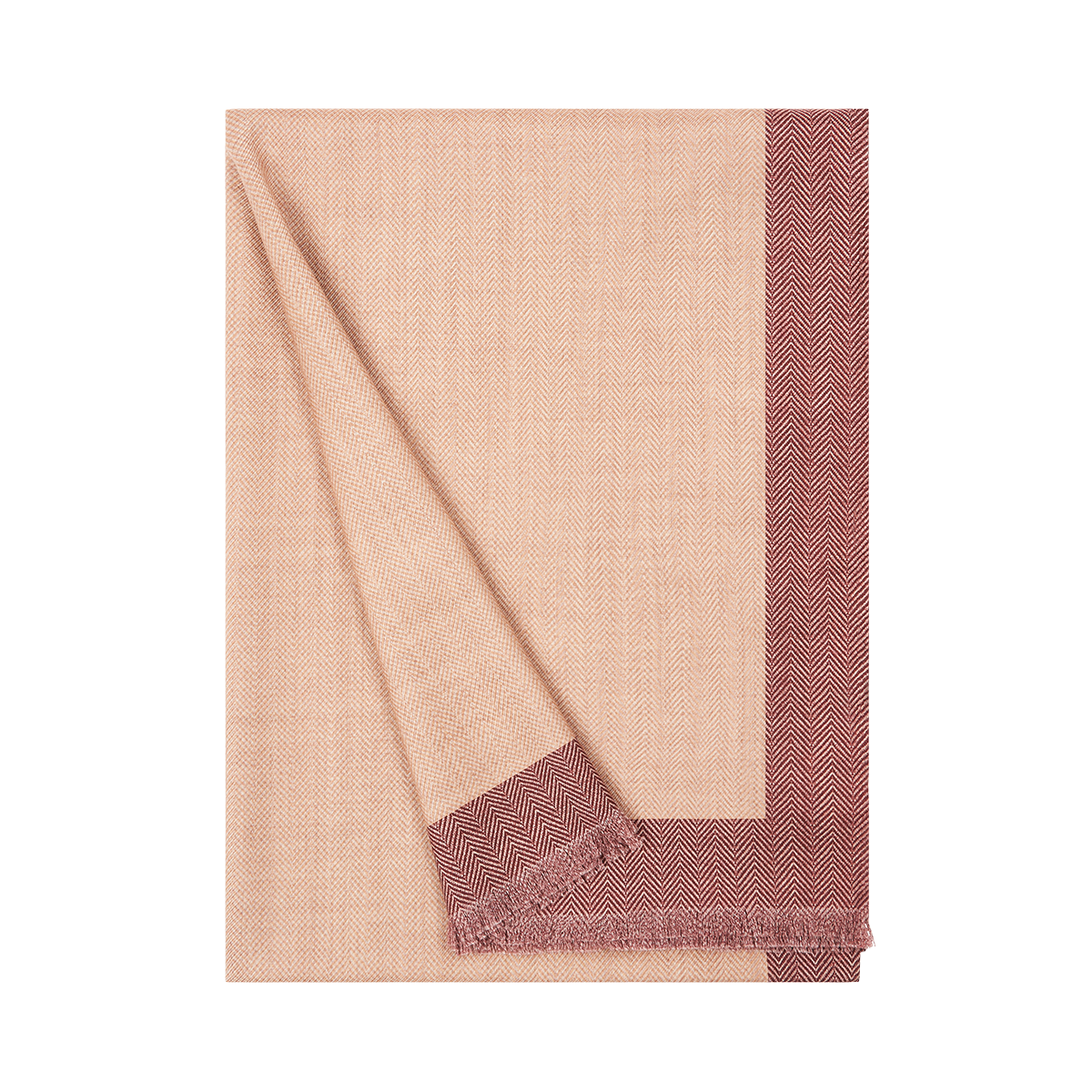 Camel & Burgundy Wool Chevron Pattern Scarf