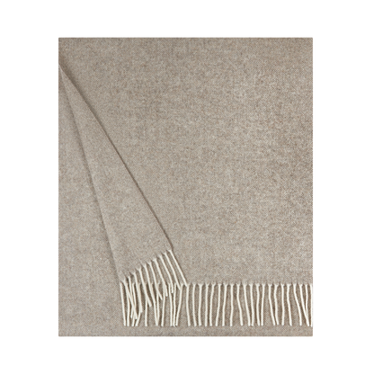 Taupe Pure Wool Herringbone Scarf