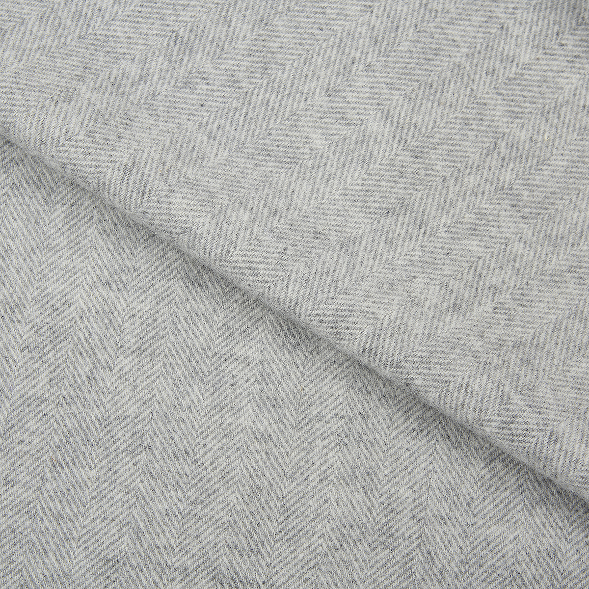 Light Grey Wool Herringbone Scarf