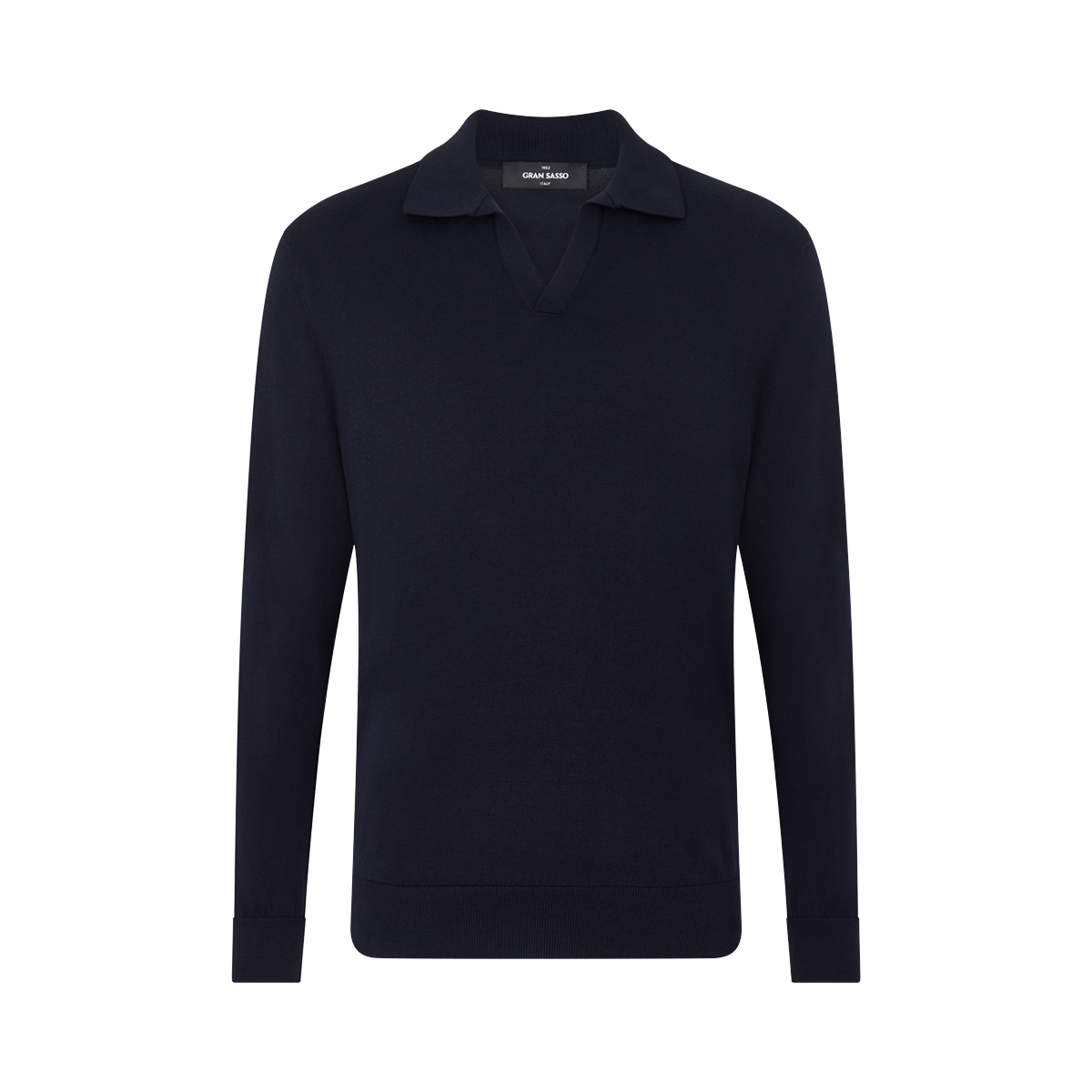 Navy Egyptian Cotton LS Capri Polo
