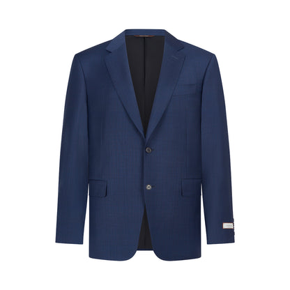 Navy Micro Check Notch Lapel Wool Suit