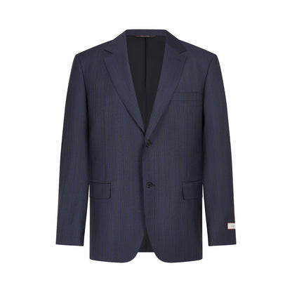 Navy Fine Stripe Notch Lapel Wool Suit