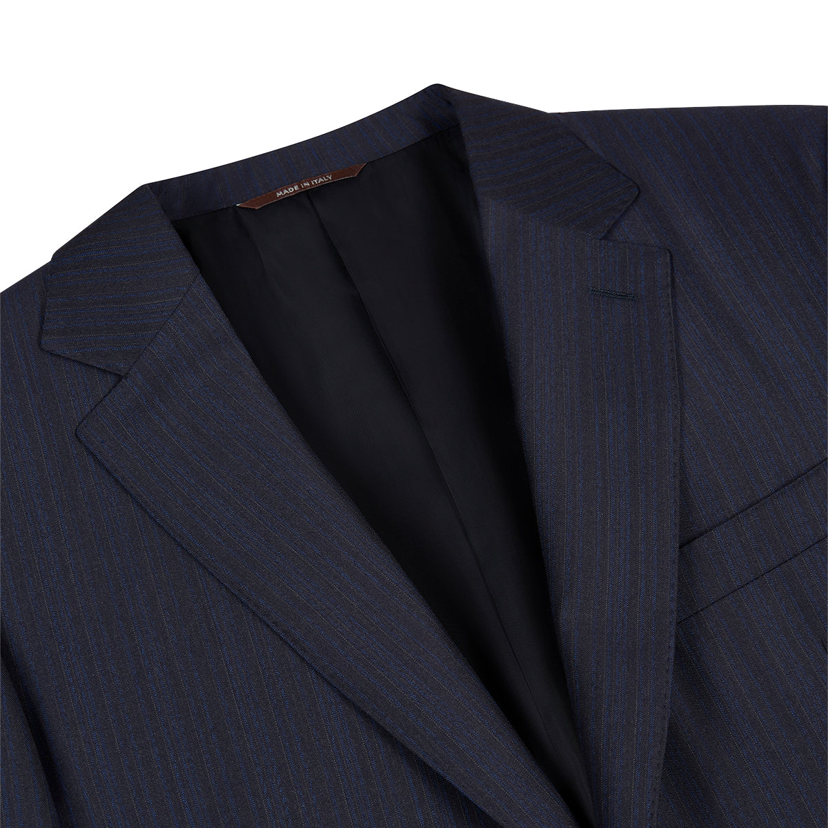 Navy Fine Stripe Notch Lapel Wool Suit