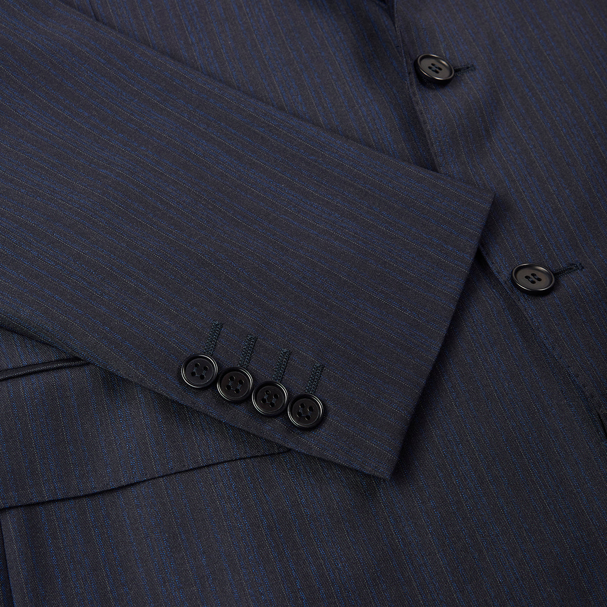 Navy Fine Stripe Notch Lapel Wool Suit