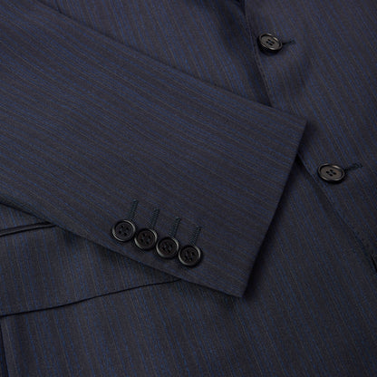 Navy Fine Stripe Notch Lapel Wool Suit