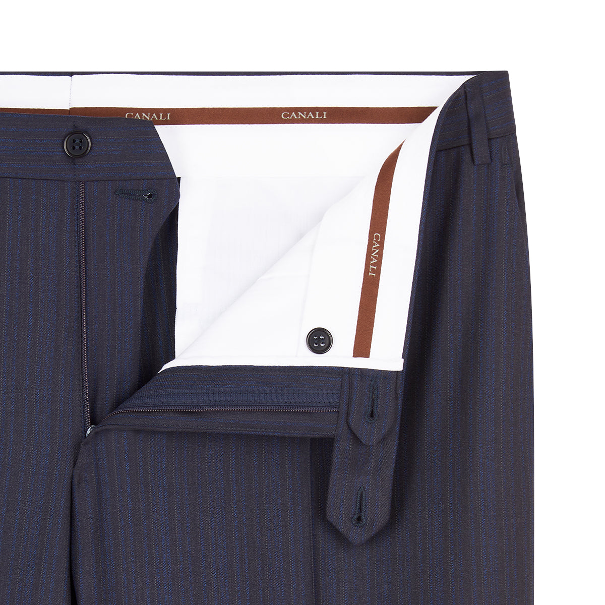 Navy Fine Stripe Notch Lapel Wool Suit