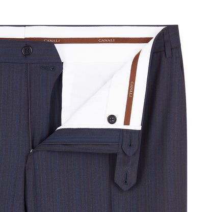 Navy Fine Stripe Notch Lapel Wool Suit