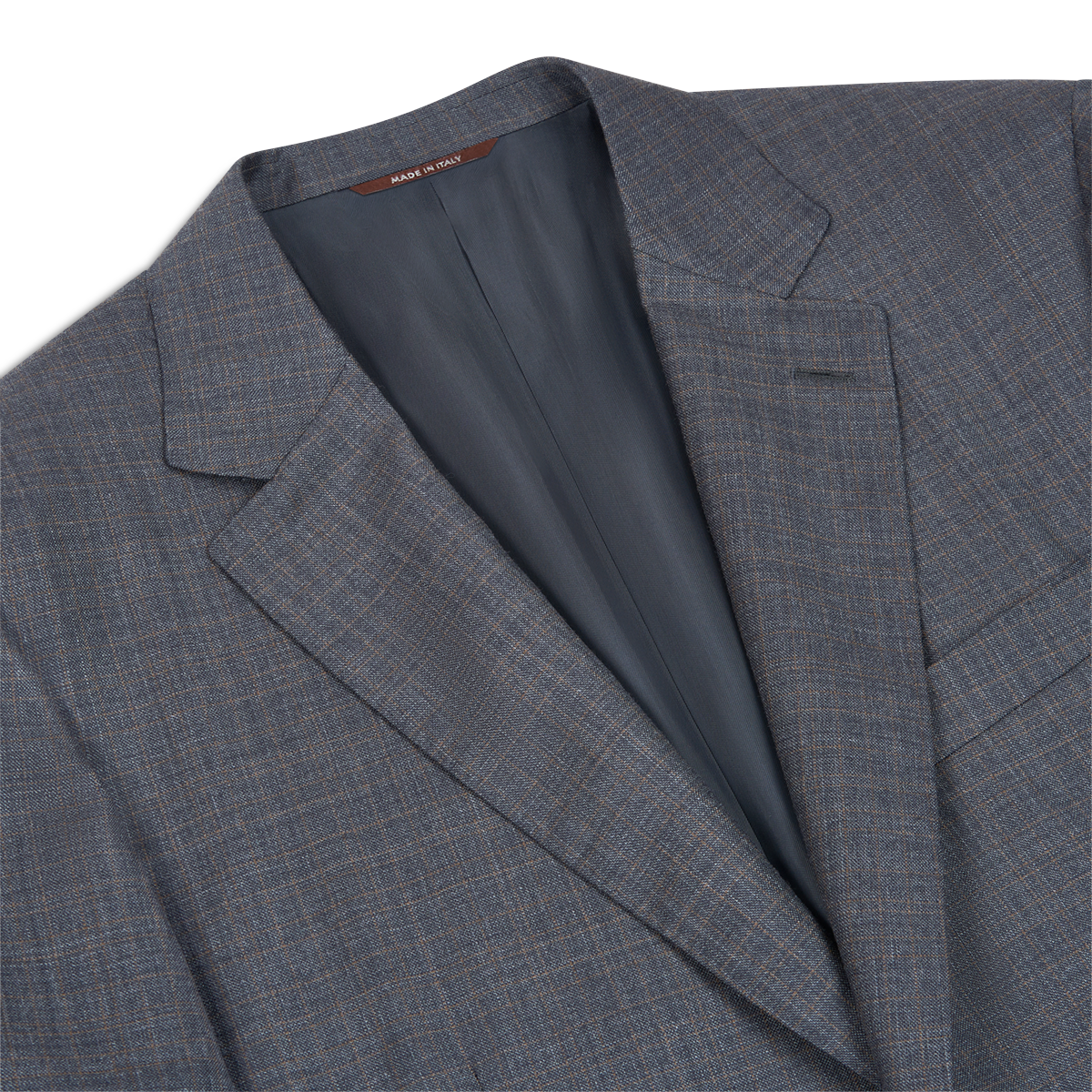 Grey/Brown Check Wool Notch Lapel Suit