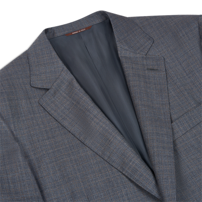 Grey/Brown Check Wool Notch Lapel Suit