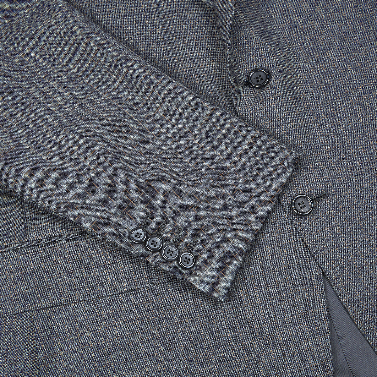 Grey/Brown Check Wool Notch Lapel Suit