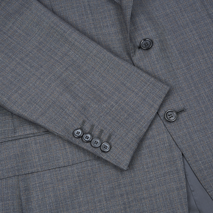 Grey/Brown Check Wool Notch Lapel Suit