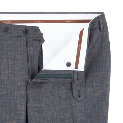 Grey/Brown Check Wool Notch Lapel Suit