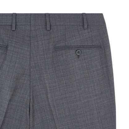 Grey/Brown Check Wool Notch Lapel Suit