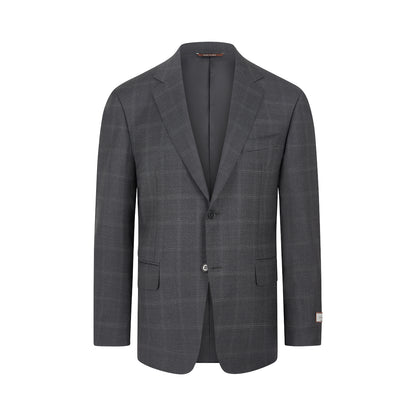 Grey Windowpane Wool Suit