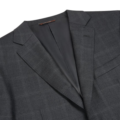 Grey Windowpane Wool Suit
