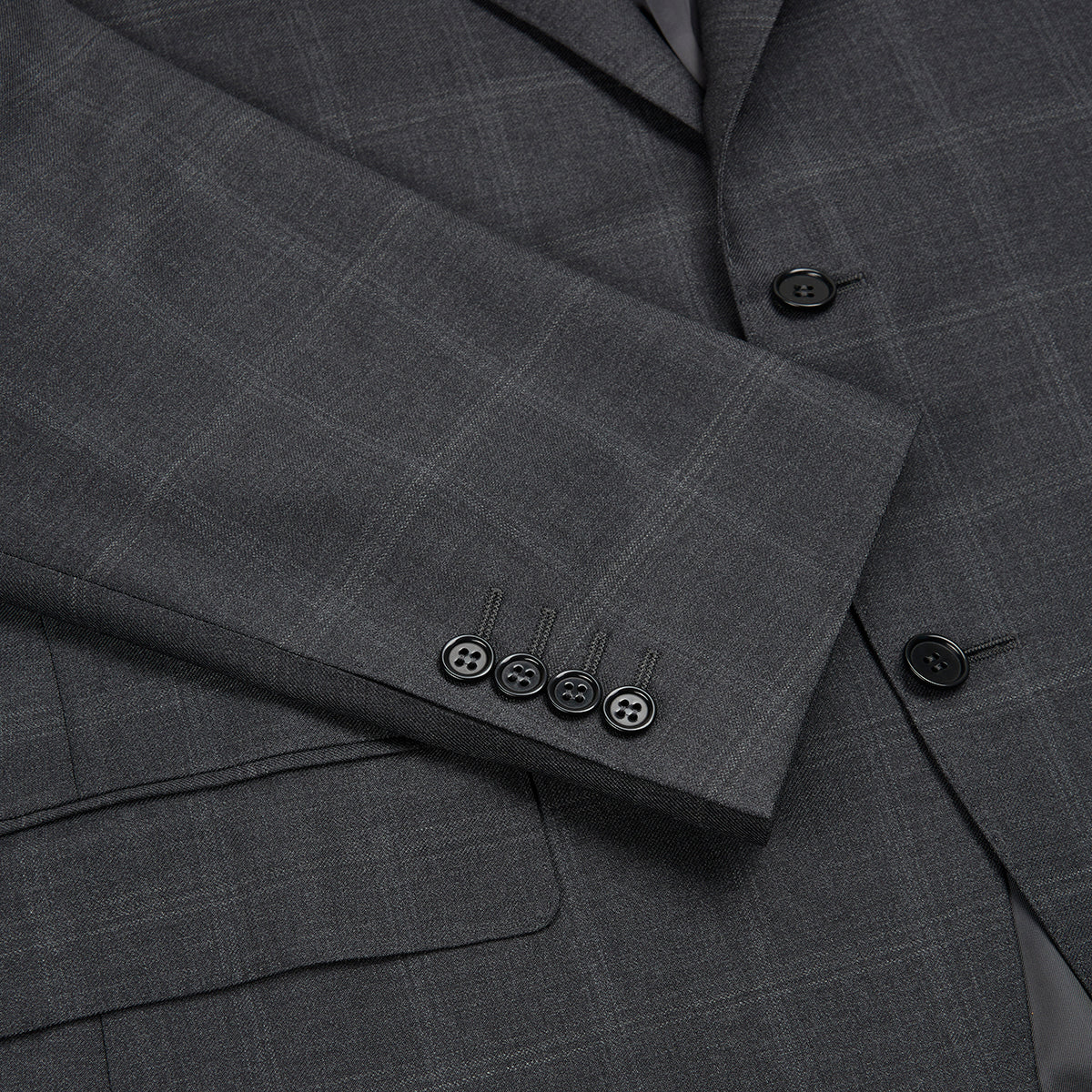 Grey Windowpane Wool Suit