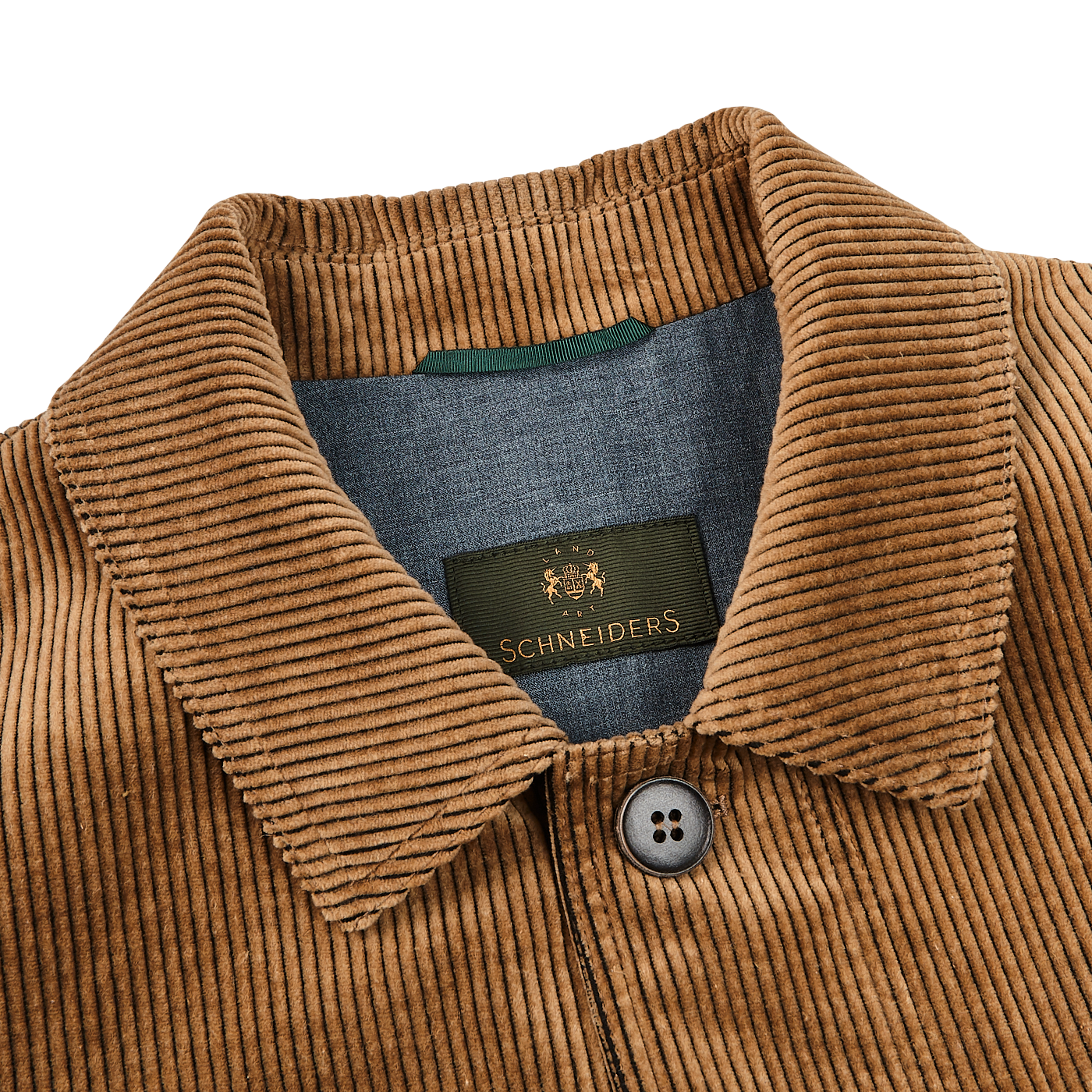 Schneiders Camel Corduroy Five Pocket Chore Jacket Collar