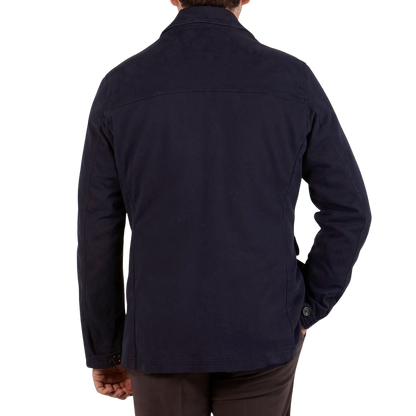 Schneiders Navy Blue Dyed Cotton Fur Lined Jacket Back