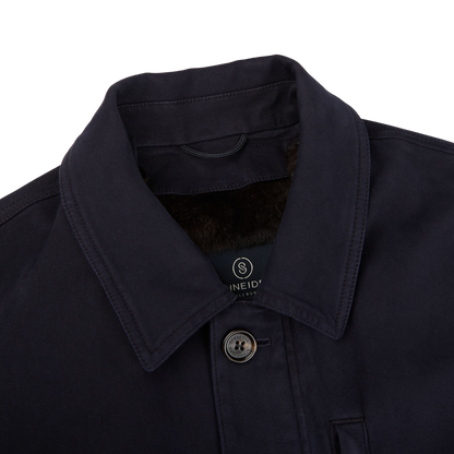 Schneiders Navy Blue Dyed Cotton Fur Lined Jacket Collar