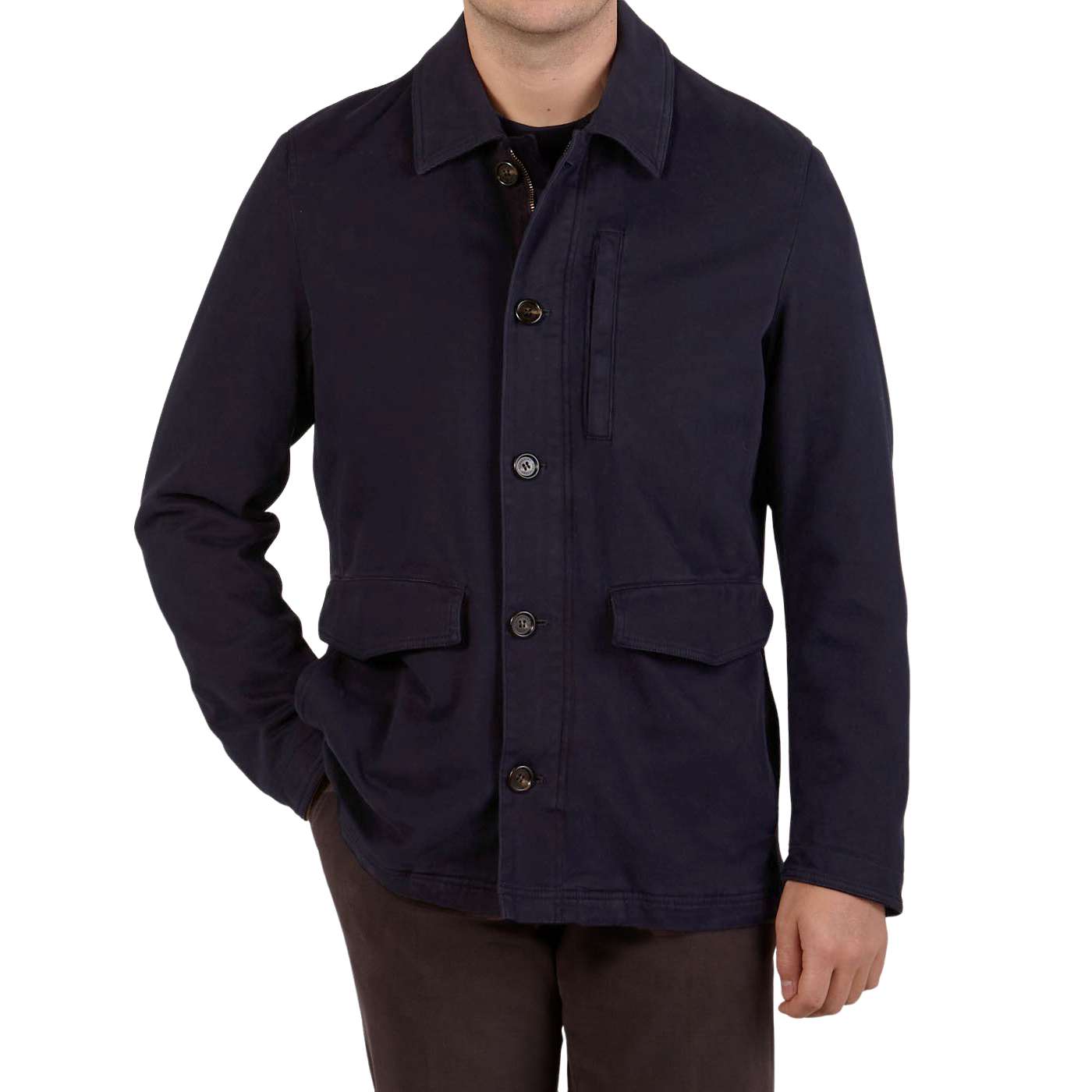 Schneiders Navy Blue Dyed Cotton Fur Lined Jacket Front