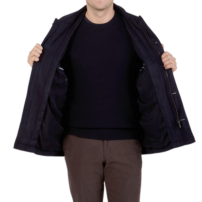 Schneiders Navy Blue Dyed Cotton Fur Lined Jacket Inside