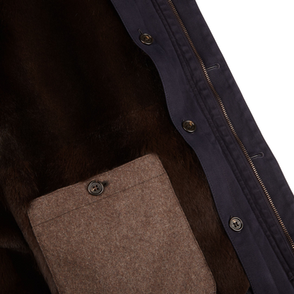 Schneiders Navy Blue Dyed Cotton Fur Lined Jacket Inside1