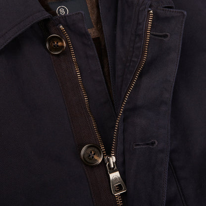 Schneiders Navy Blue Dyed Cotton Fur Lined Jacket Open