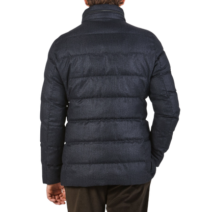 Schneiders Navy Melange Technical Micro Down Jacket Back