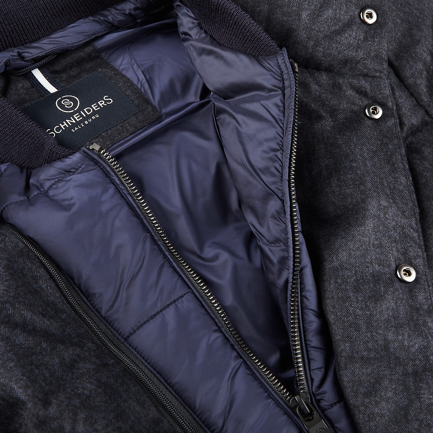 Schneiders Navy Melange Technical Micro Down Jacket Open