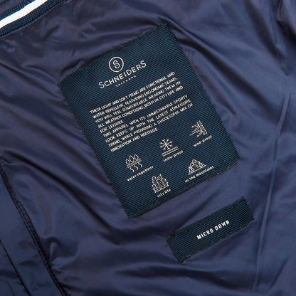Schneiders Navy Melange Technical Micro Down Jacket Tag