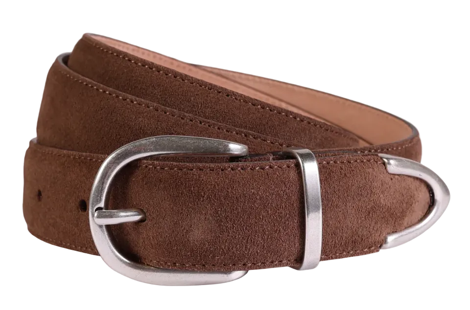 Brown Suede 30mm Width Tipped Belt