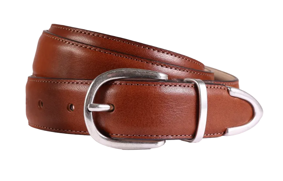 Brown Leather 30mm Width Tipped Belt