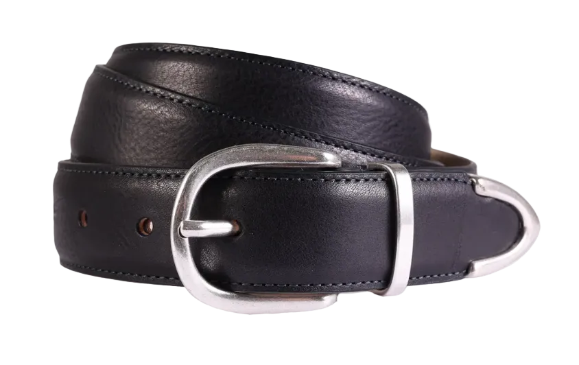 Black Leather 30mm Width Tipped Belt